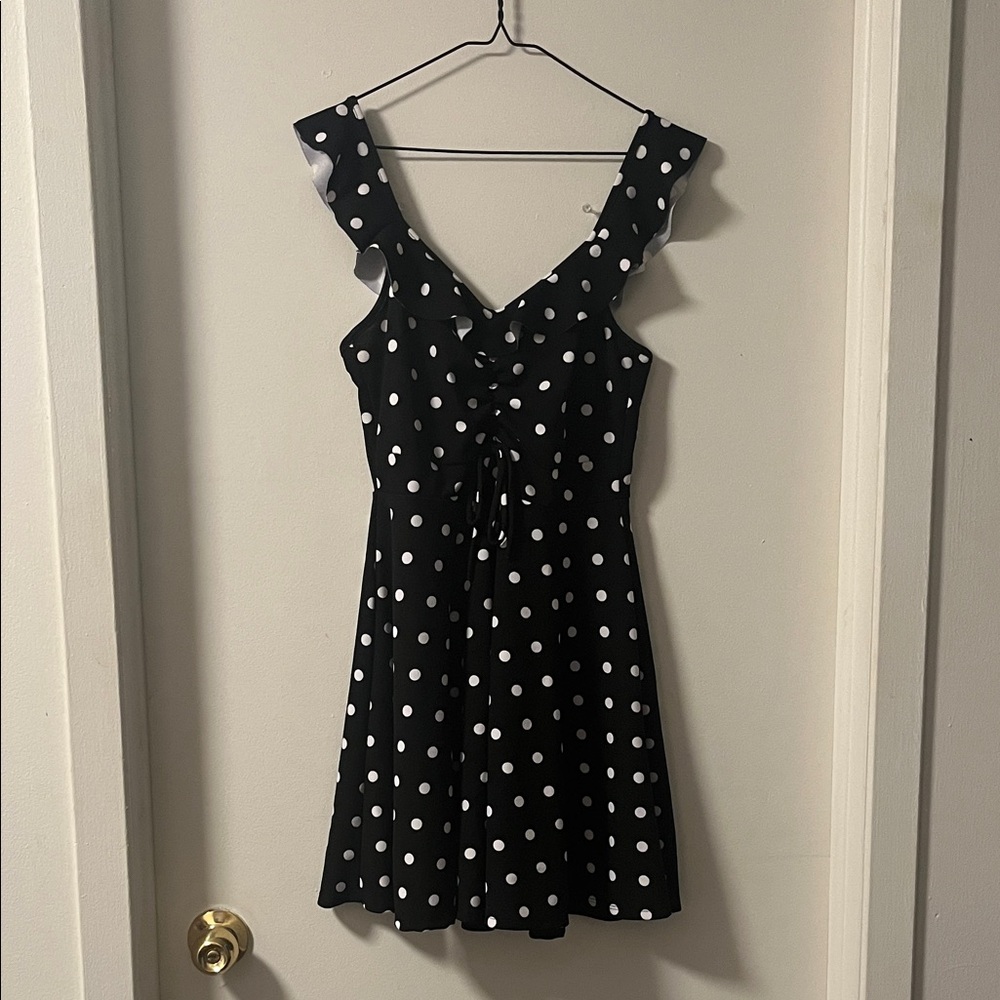 Elegant Black Polka Dot Mini Dress